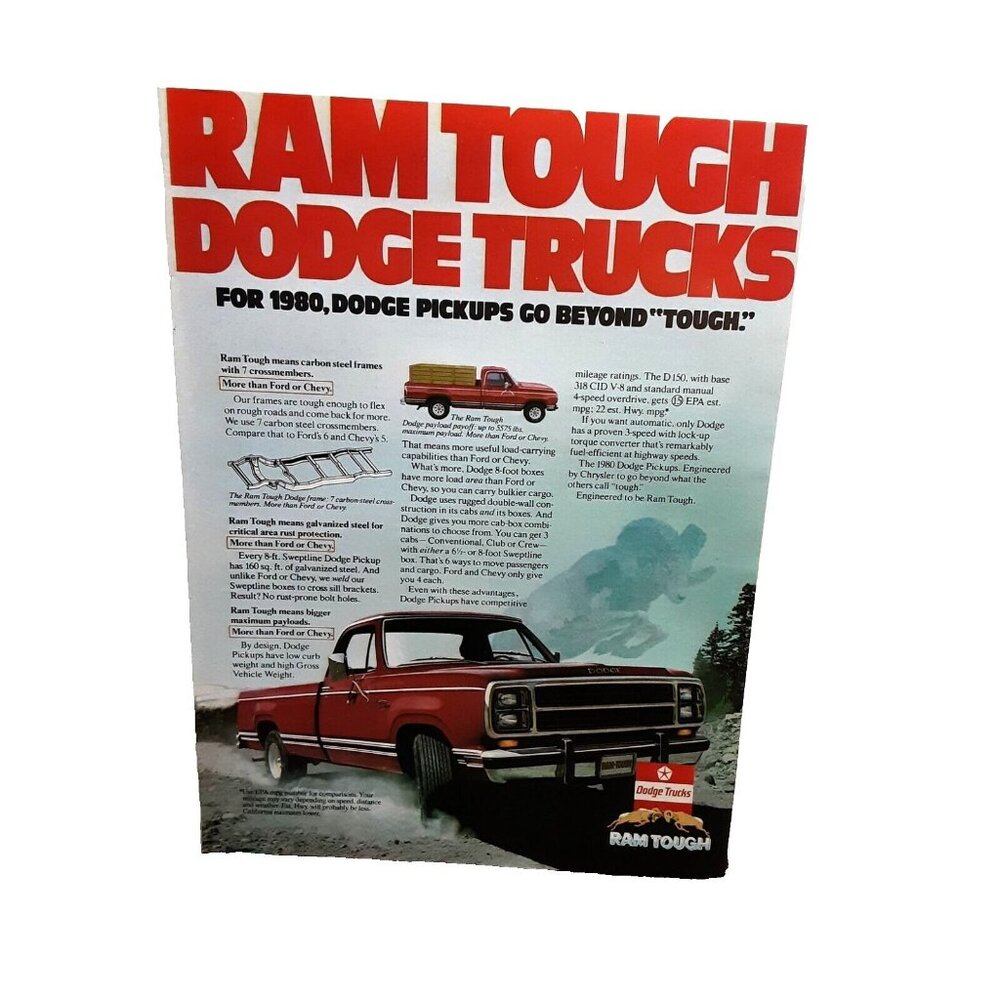 1979 1980 Dodge Truck Ram Tough Original Print Ad